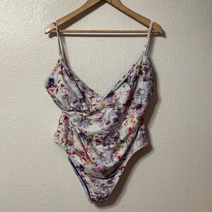 J. Crew Abstract Watercolor Print One Piece Swimsuit Size 22